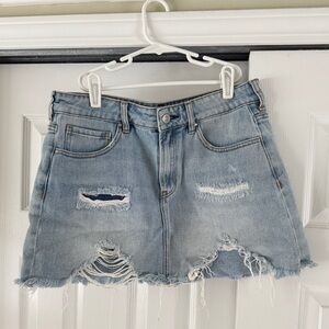 PacSun Light Blue Distressed Mini Skirt